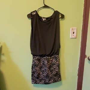 90s style Emerald Sundae Black Lace Mini Dress Rhinestone Detail Size M